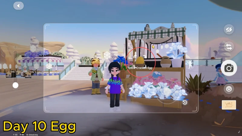 Heartopia Onsen Egg Day 10 Yellow Cracked Egg behind Blanc