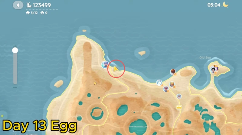 Heartopia Onsen Egg Day 13 Map Location at Crater Lake