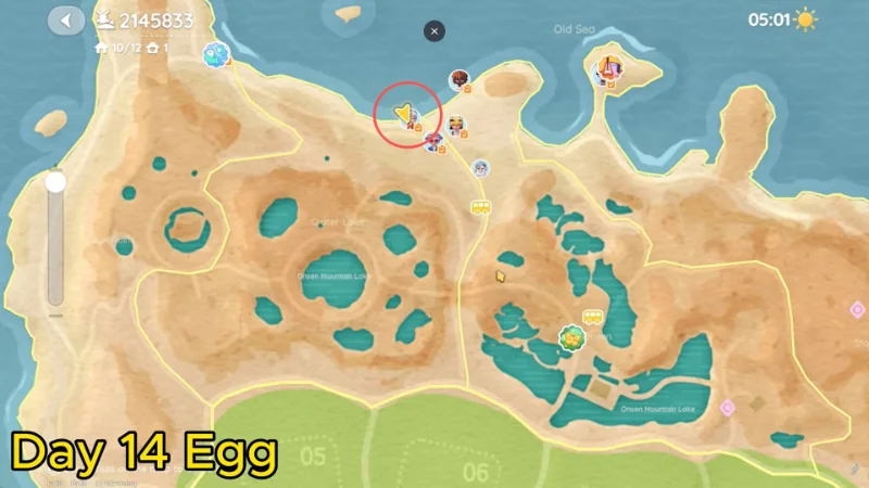 Peta lokasi Telur Onsen Hari ke-14 di Kios Massimo