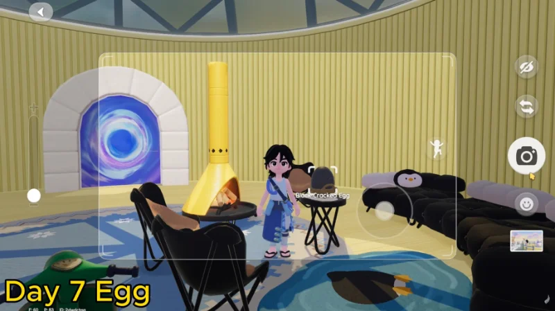 Heartopia Onsen Egg Day 7 Black Cracked Egg on Atara's Table