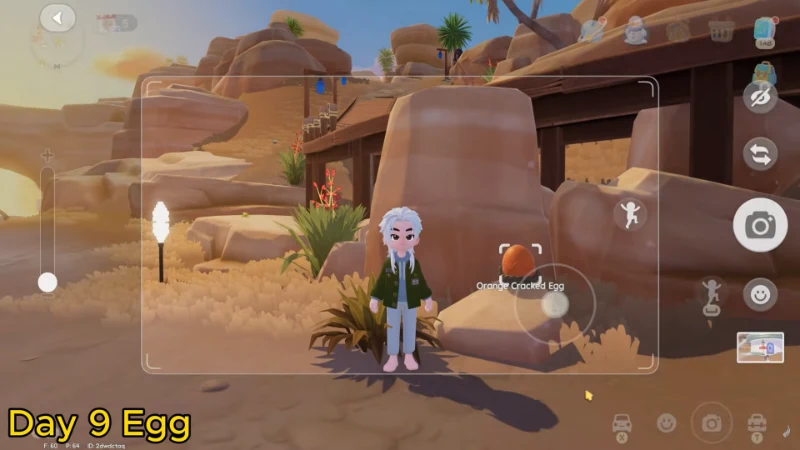 Heartopia Onsen Egg Day 9 Orange Egg on Desert Rock